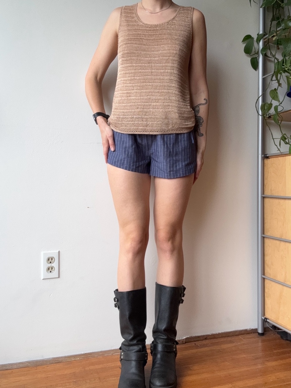 Vintage Tan Crochet Sleeveless Top